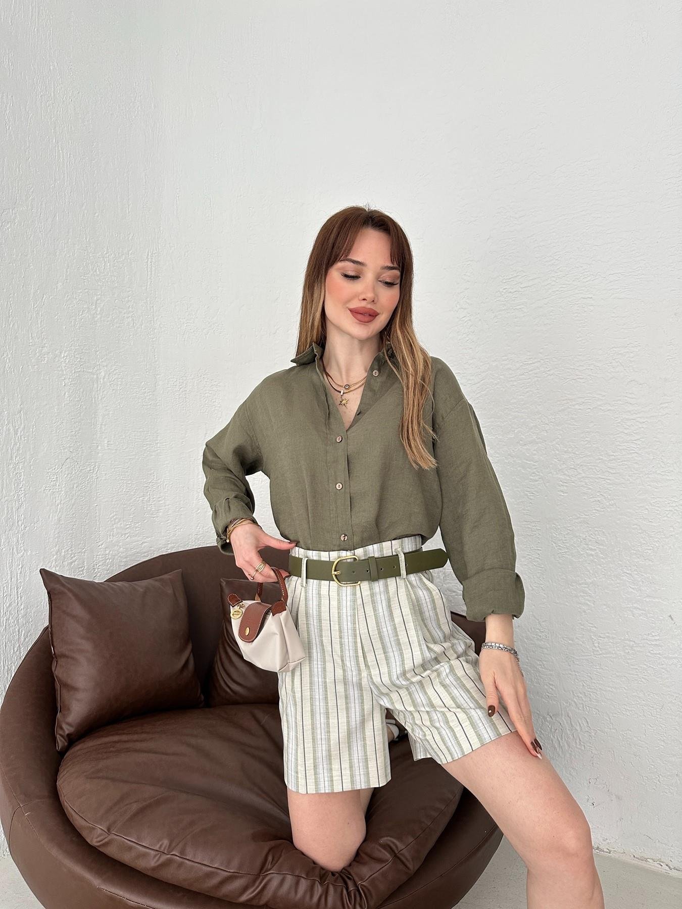 Cepsiz Keten Gömlek Haki