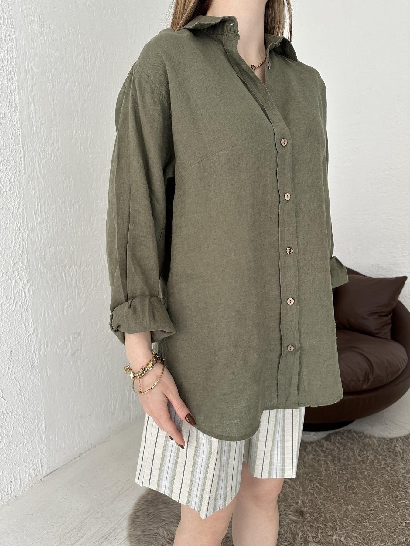 Cepsiz Keten Gömlek Haki