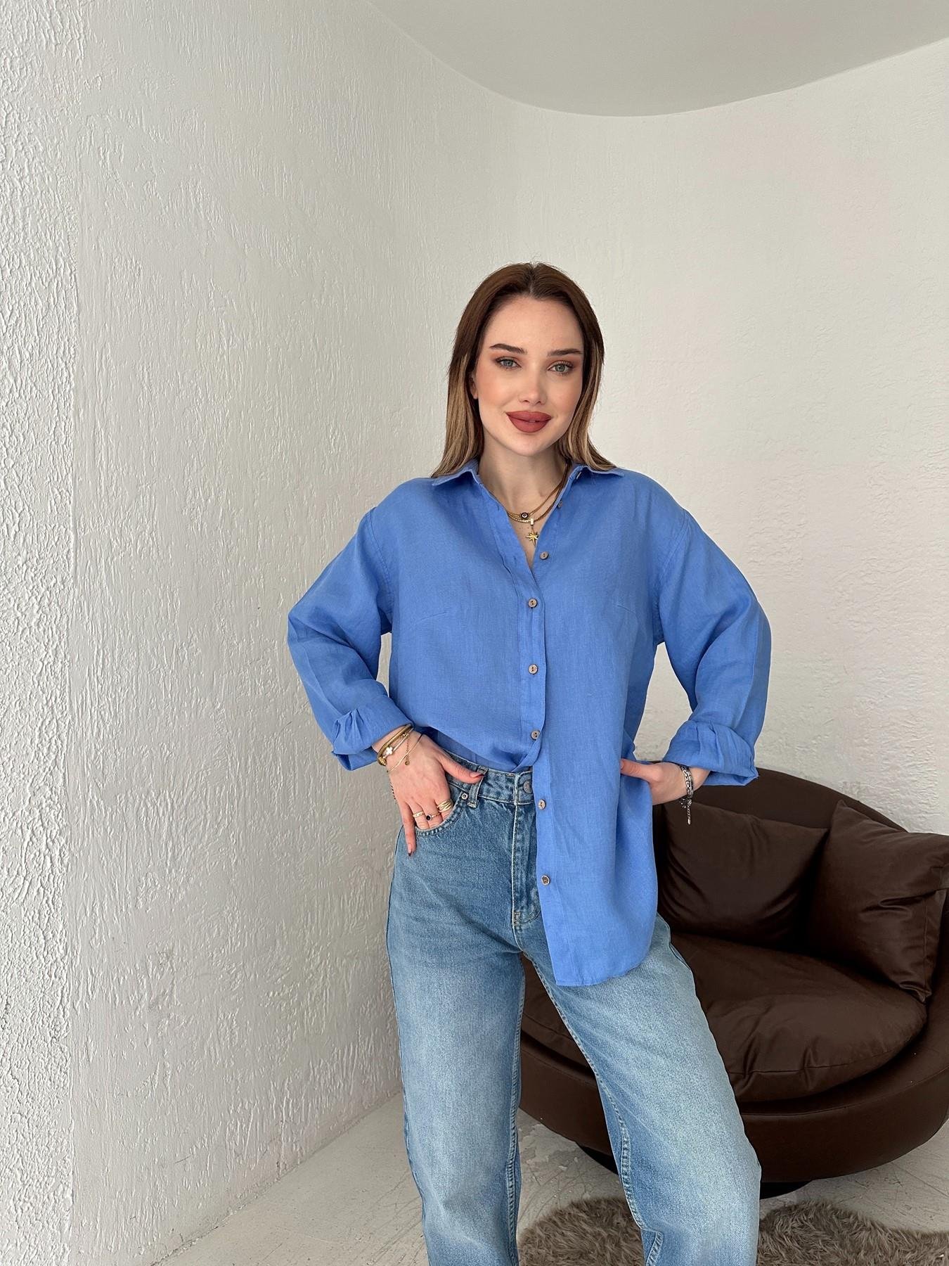 Cepsiz Keten Gömlek İndigo