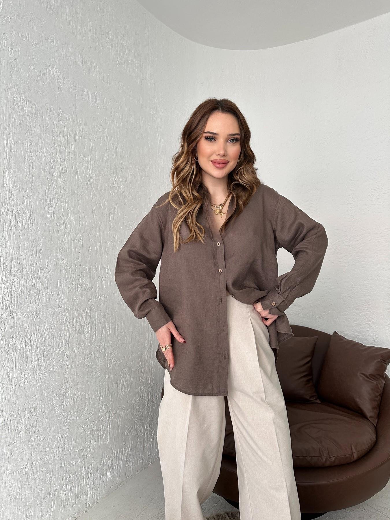 Cepsiz Keten Gömlek Kahve