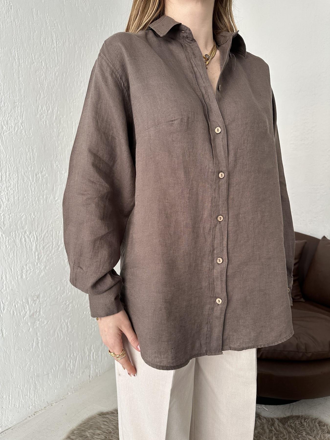 Cepsiz Keten Gömlek Kahve