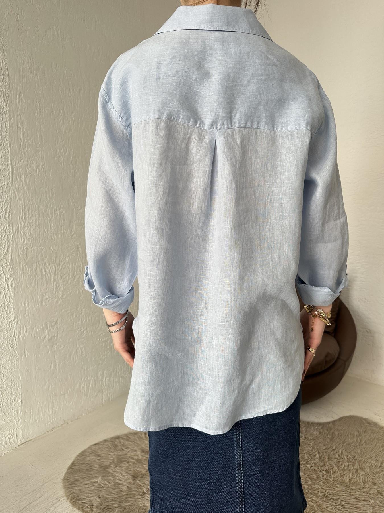 Cepsiz Keten Gömlek MAVİ