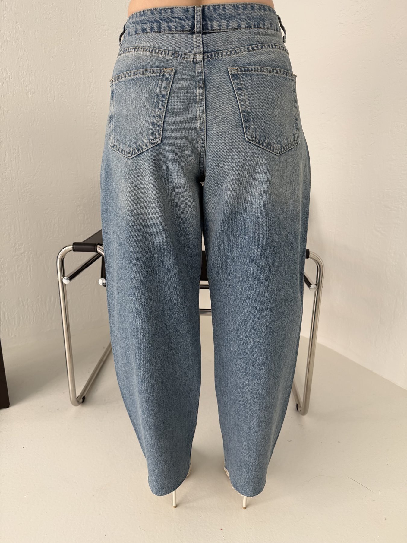 Çiçek Nakışlı Baggy Jean Pantolon Tint