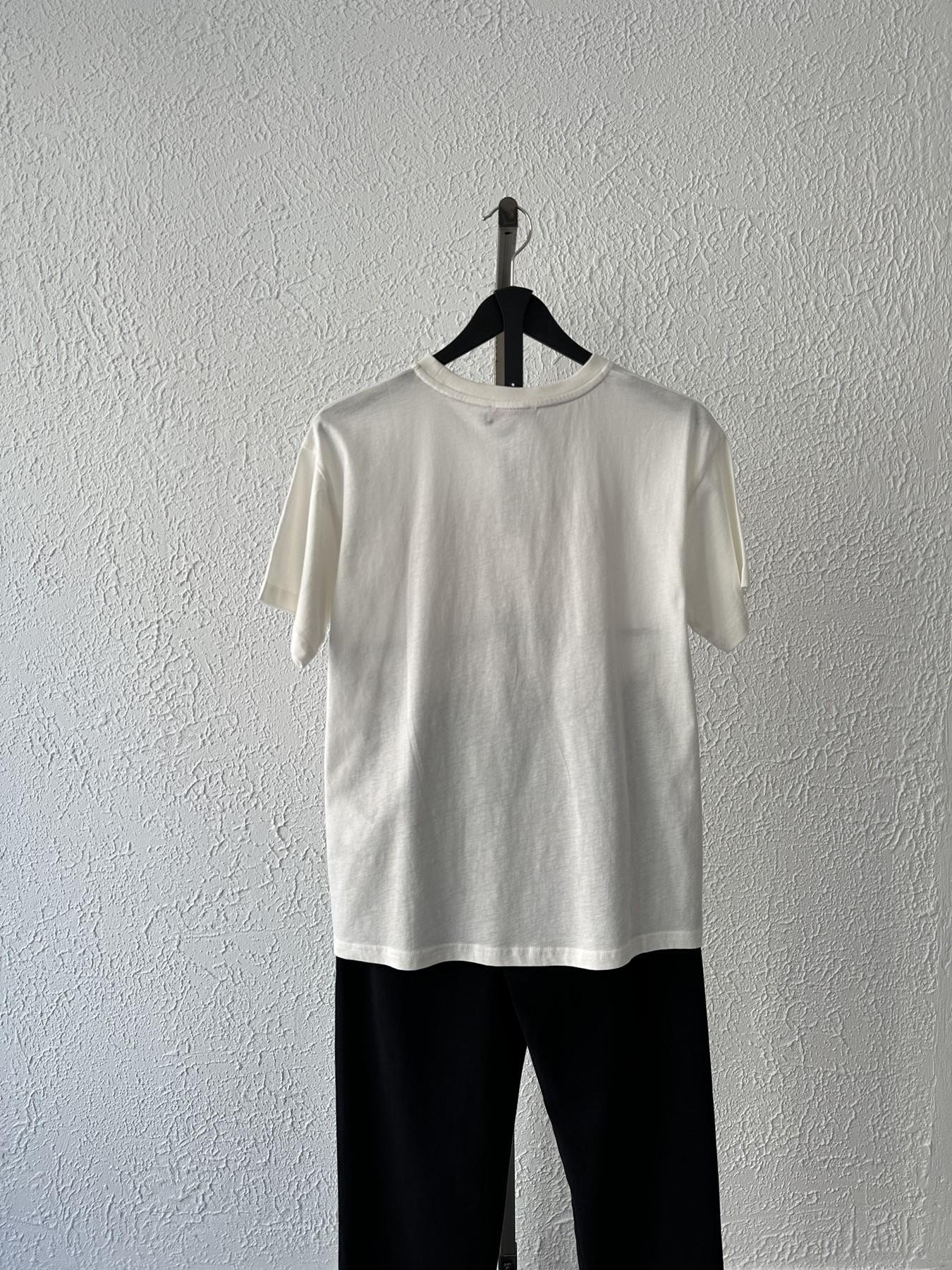 Çicek Nakışlı Tişört Ekru-açık kahve