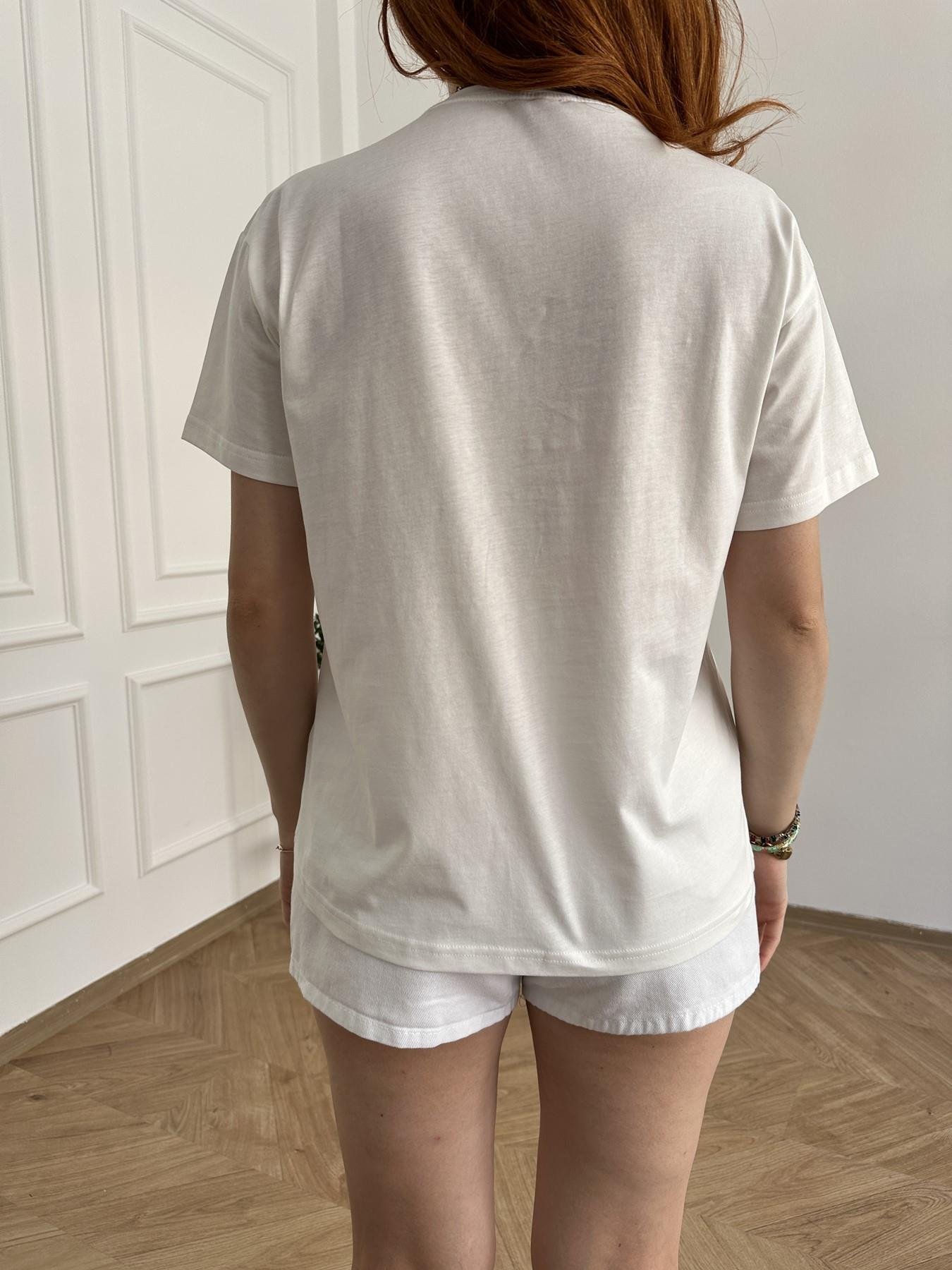 Çicek Nakışlı Tişört Ekru-pembe