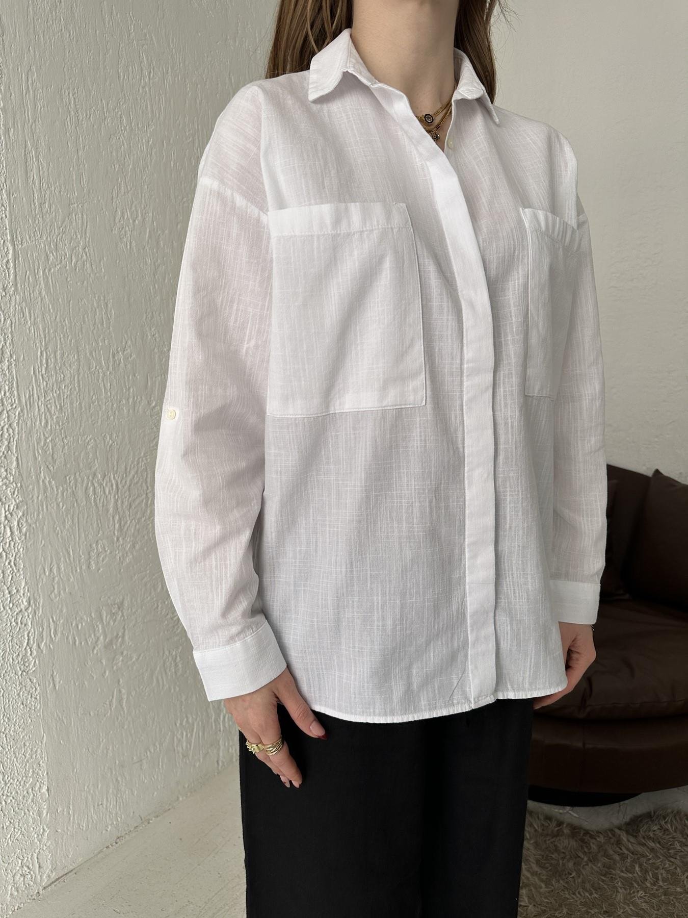 Çift Cepli Gömlek Beyaz