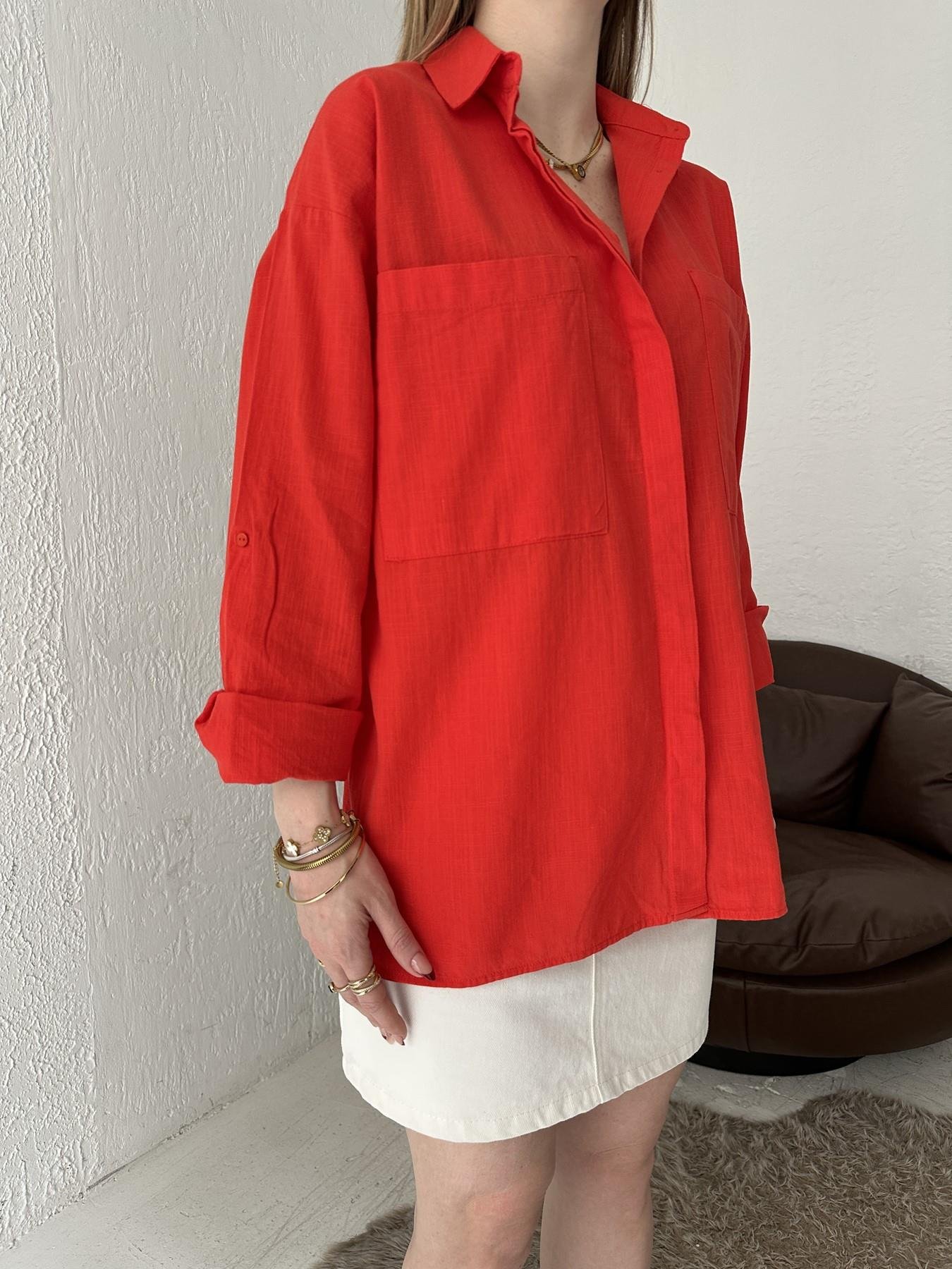 Çift Cepli Gömlek Kırmızı