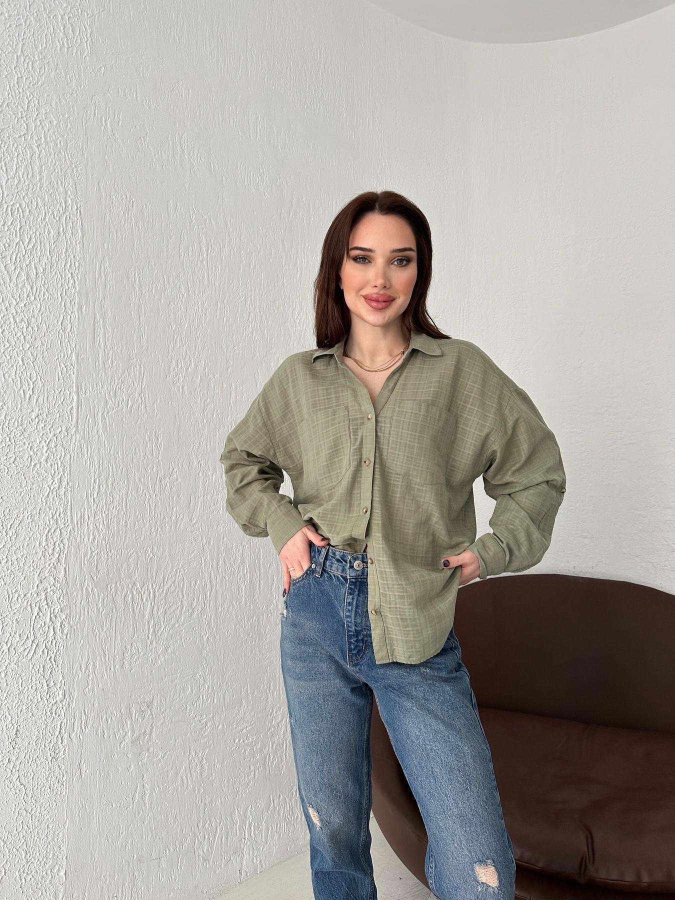 Çift Cepli Kendinden Desenli Gömlek MİNT