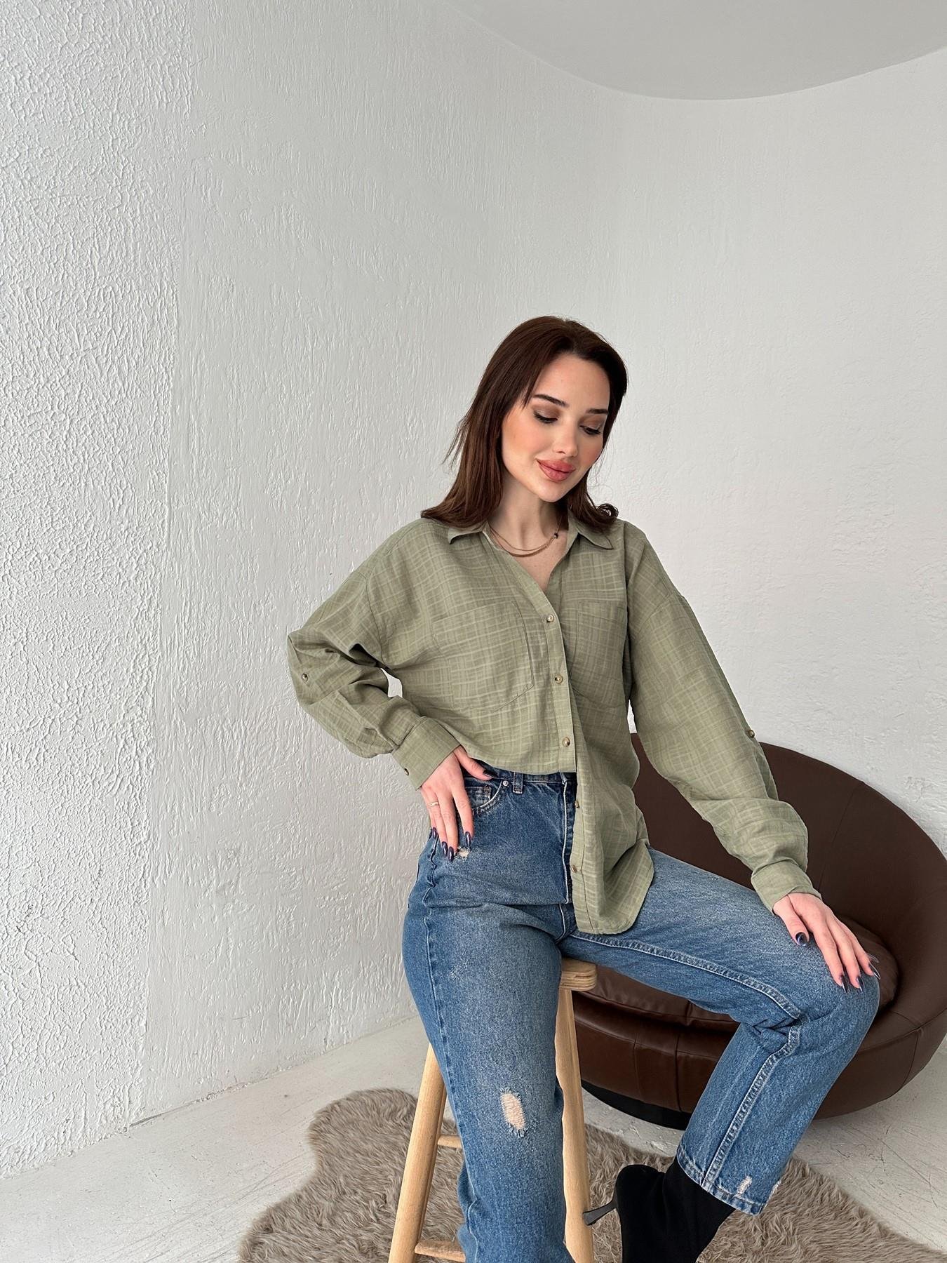 Çift Cepli Kendinden Desenli Gömlek MİNT