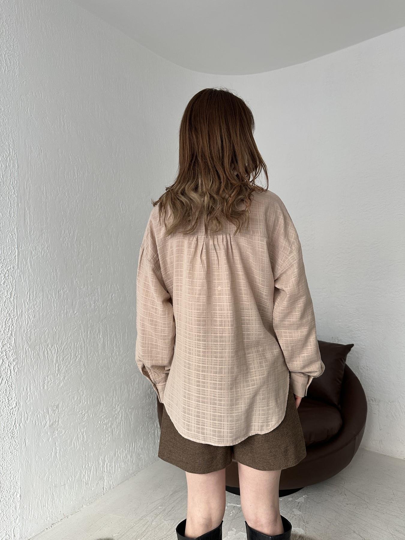 Çift Cepli Kendinden Desenli Gömlek VİZON