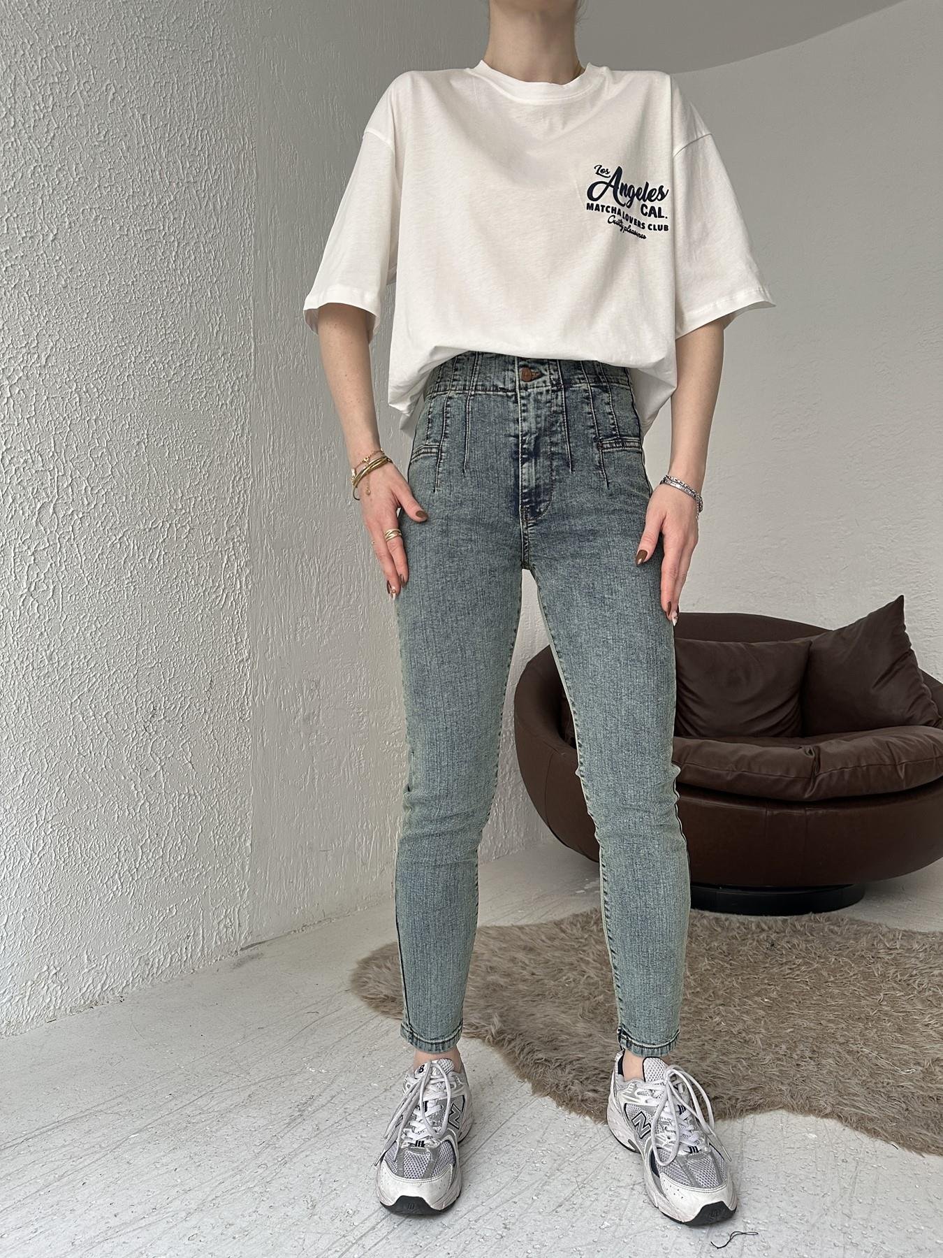 Çift Düğmeli Skinny Pantolon 62 ORTA MAVİ TİNTLİ