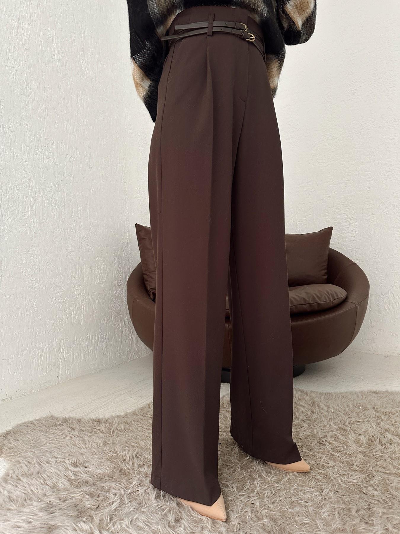 Çift Kemer Bol Paça Pantolon KAHVE