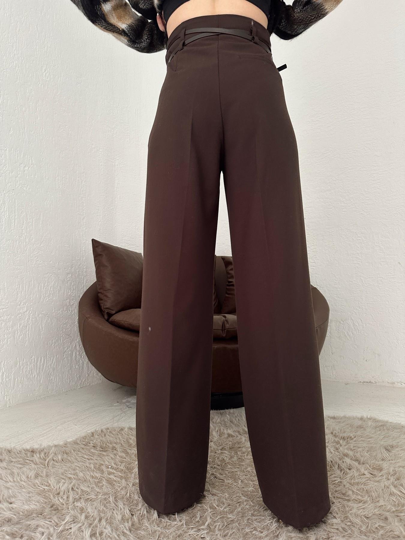 Çift Kemer Bol Paça Pantolon KAHVE