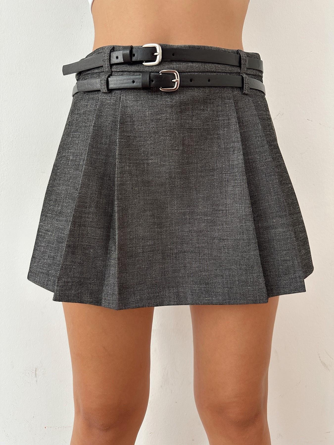 Çift Kemerli Şort Etek ANTRASİT