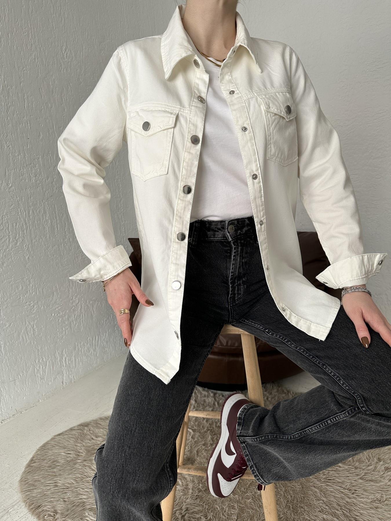 Çıt Çıtlı Kot Gömlek 50 EKRU