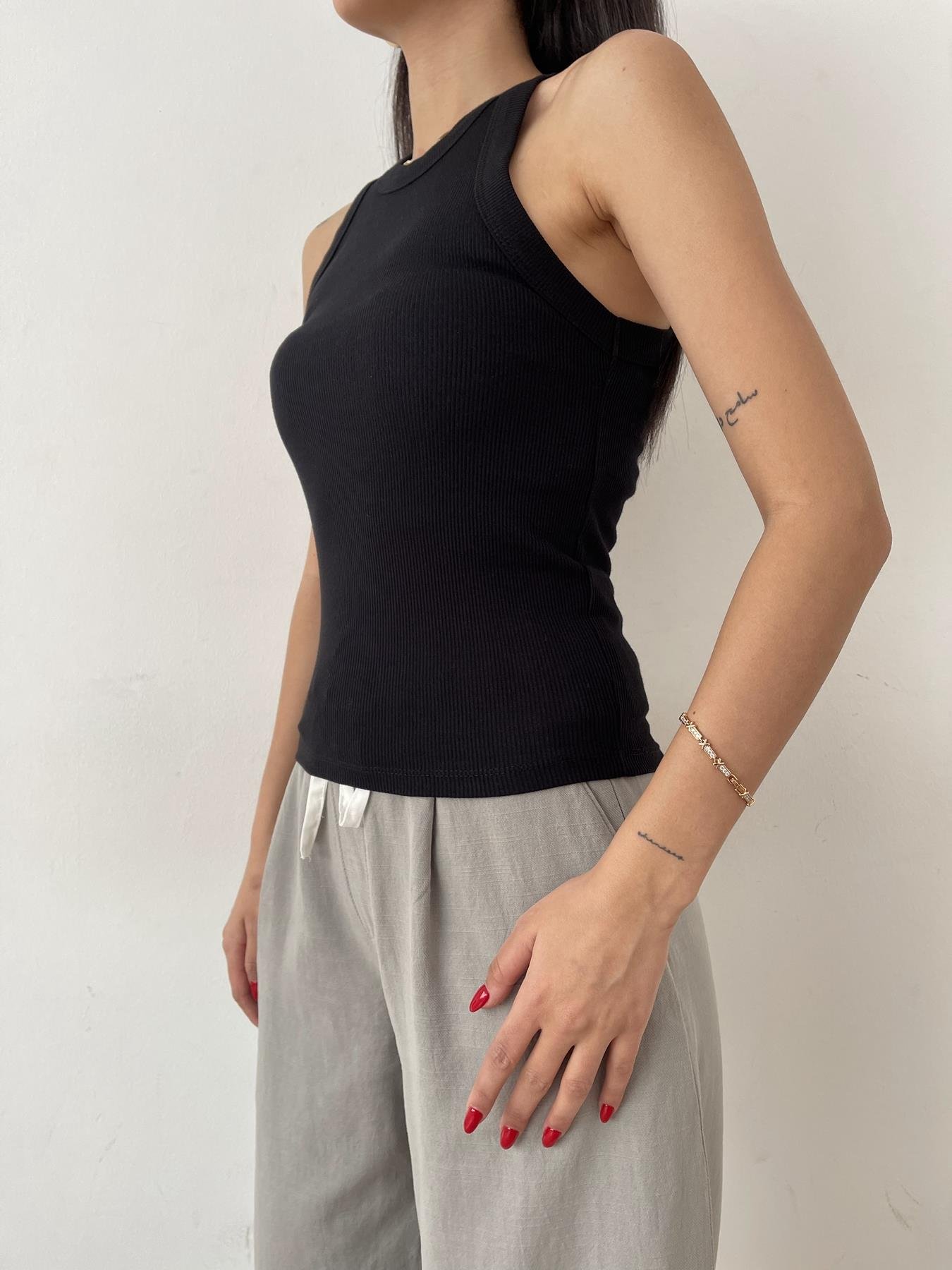 Çizgili Atlet SİYAH