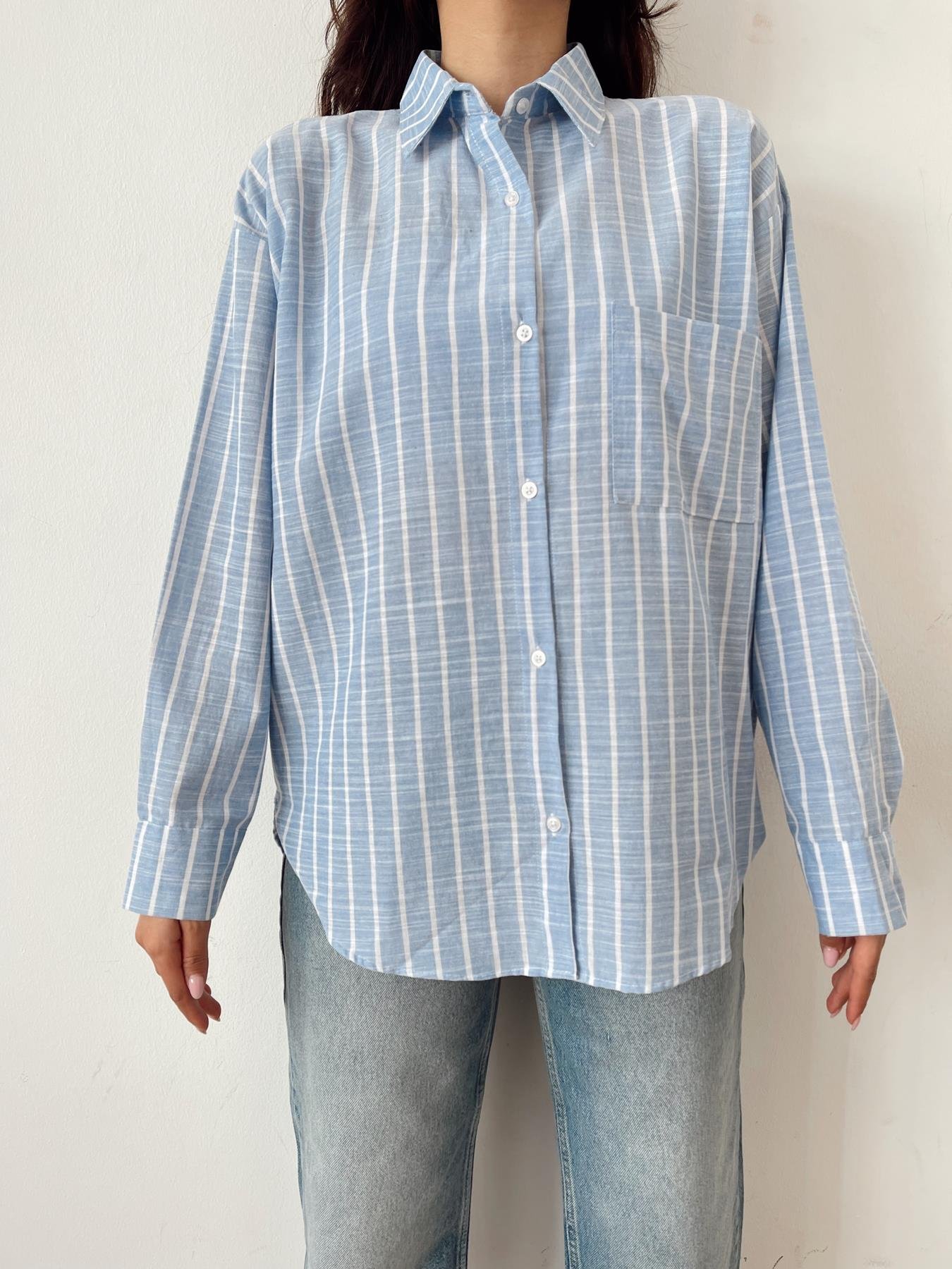 Çizgili Gömlek MAVİ