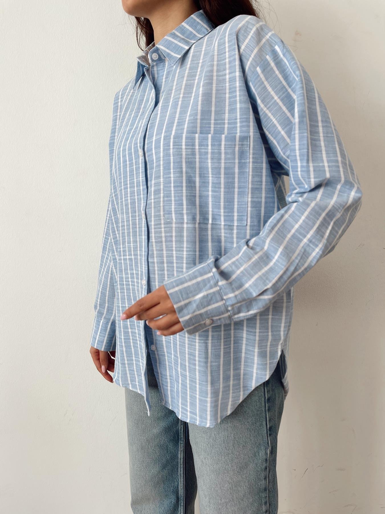 Çizgili Gömlek MAVİ