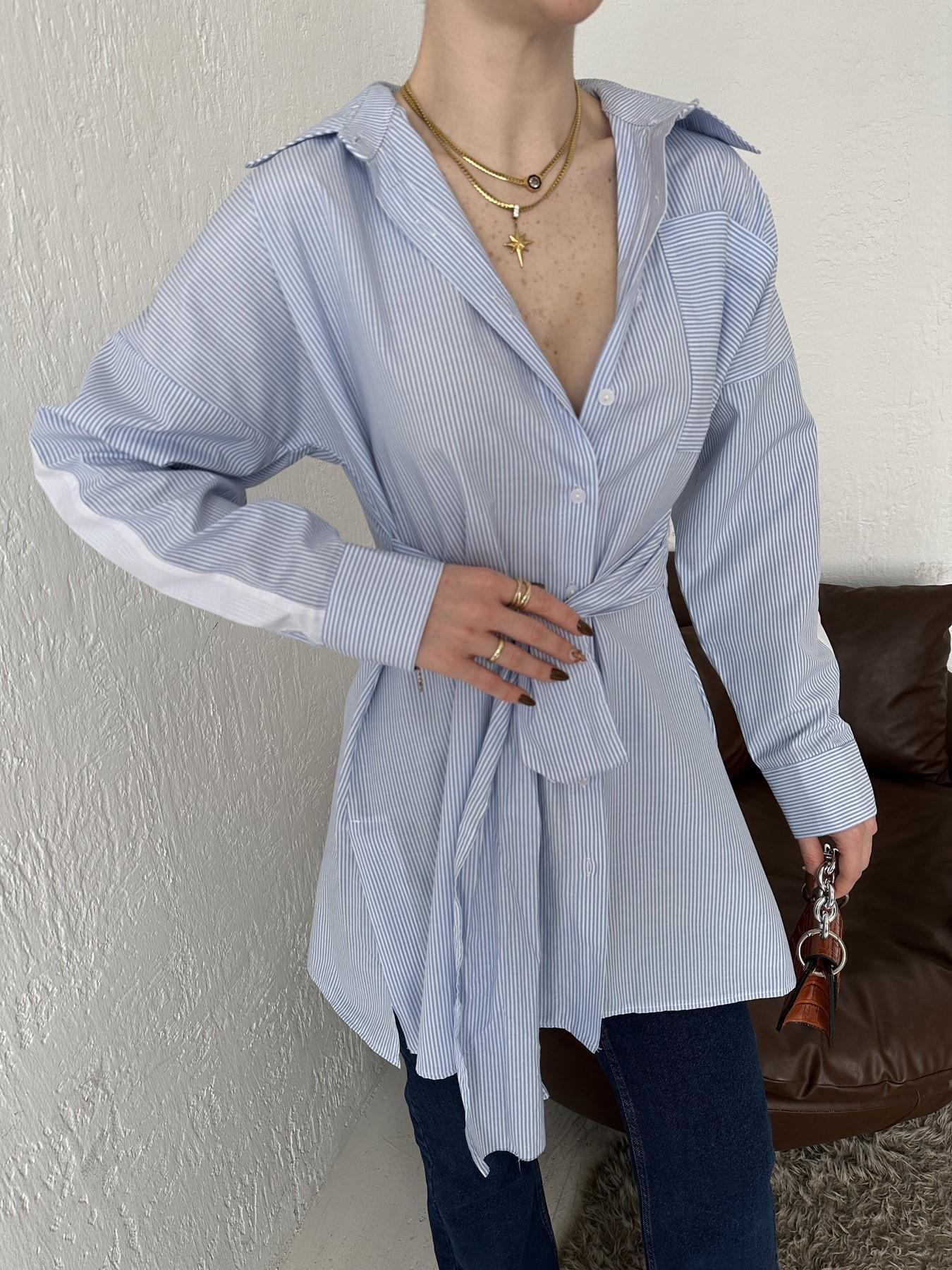 Çizgili Poplin Gömlek MAVİ