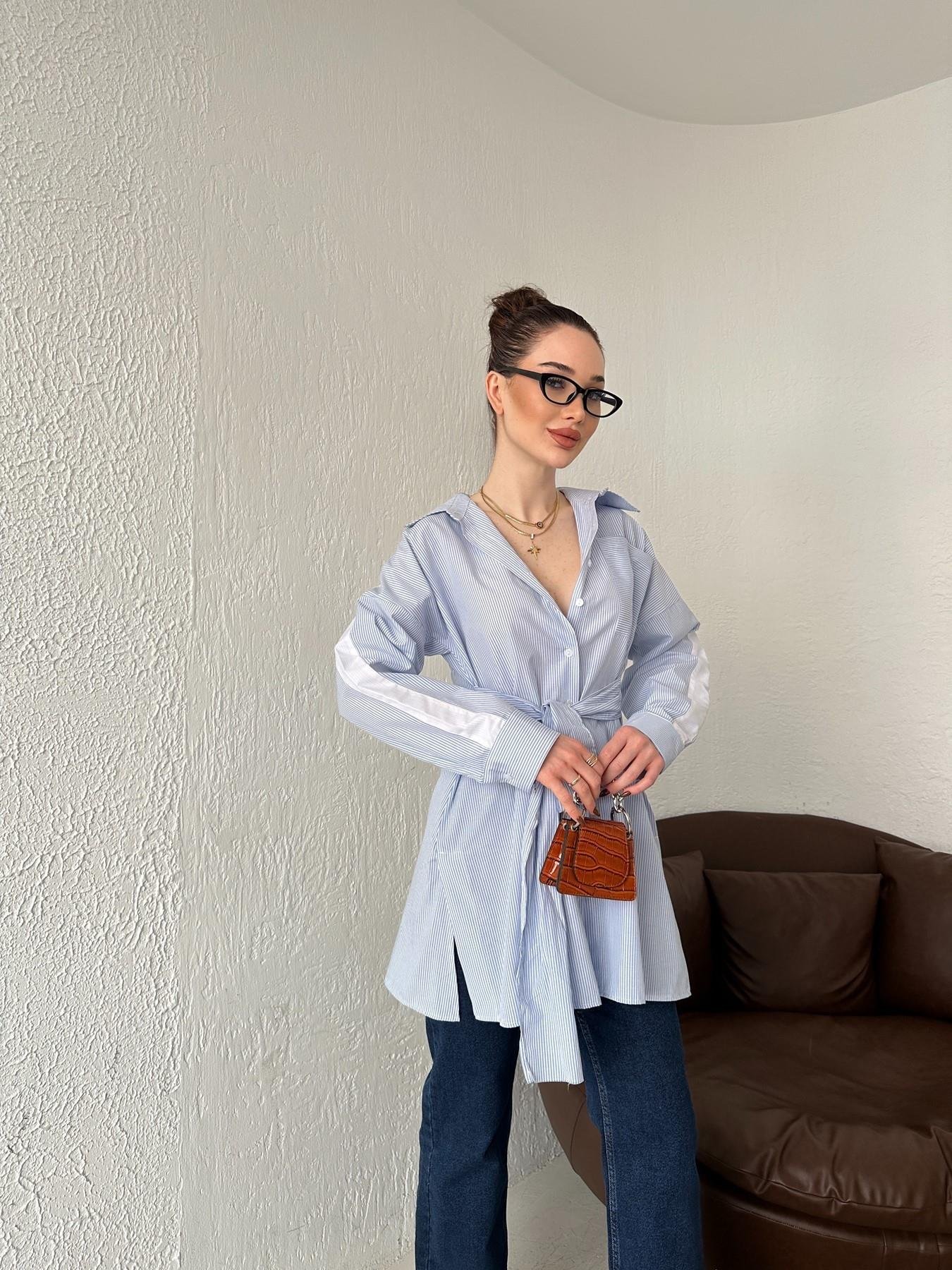 Çizgili Poplin Gömlek MAVİ