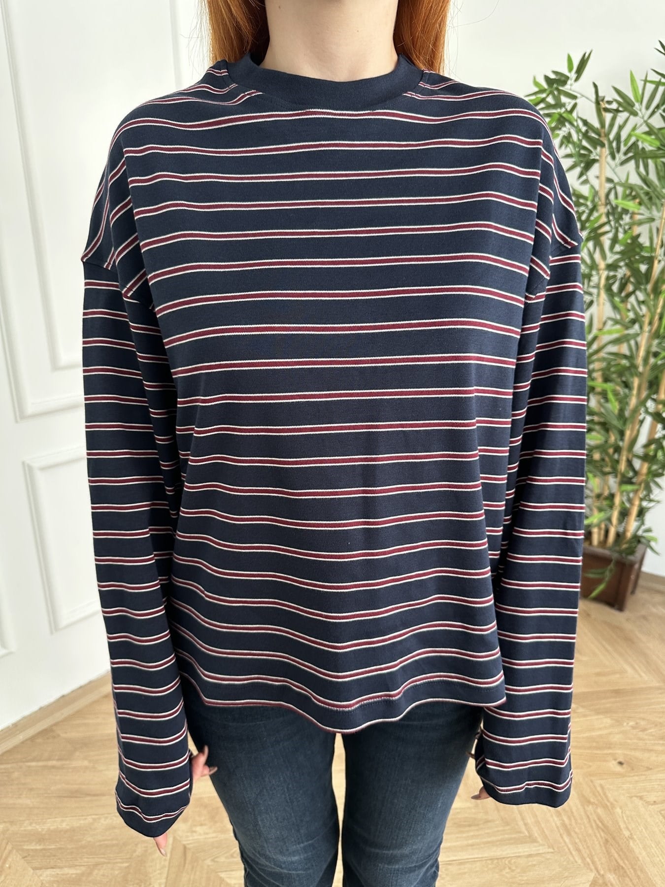 Çizgili Sweatshirt Lacivert-kırmızı
