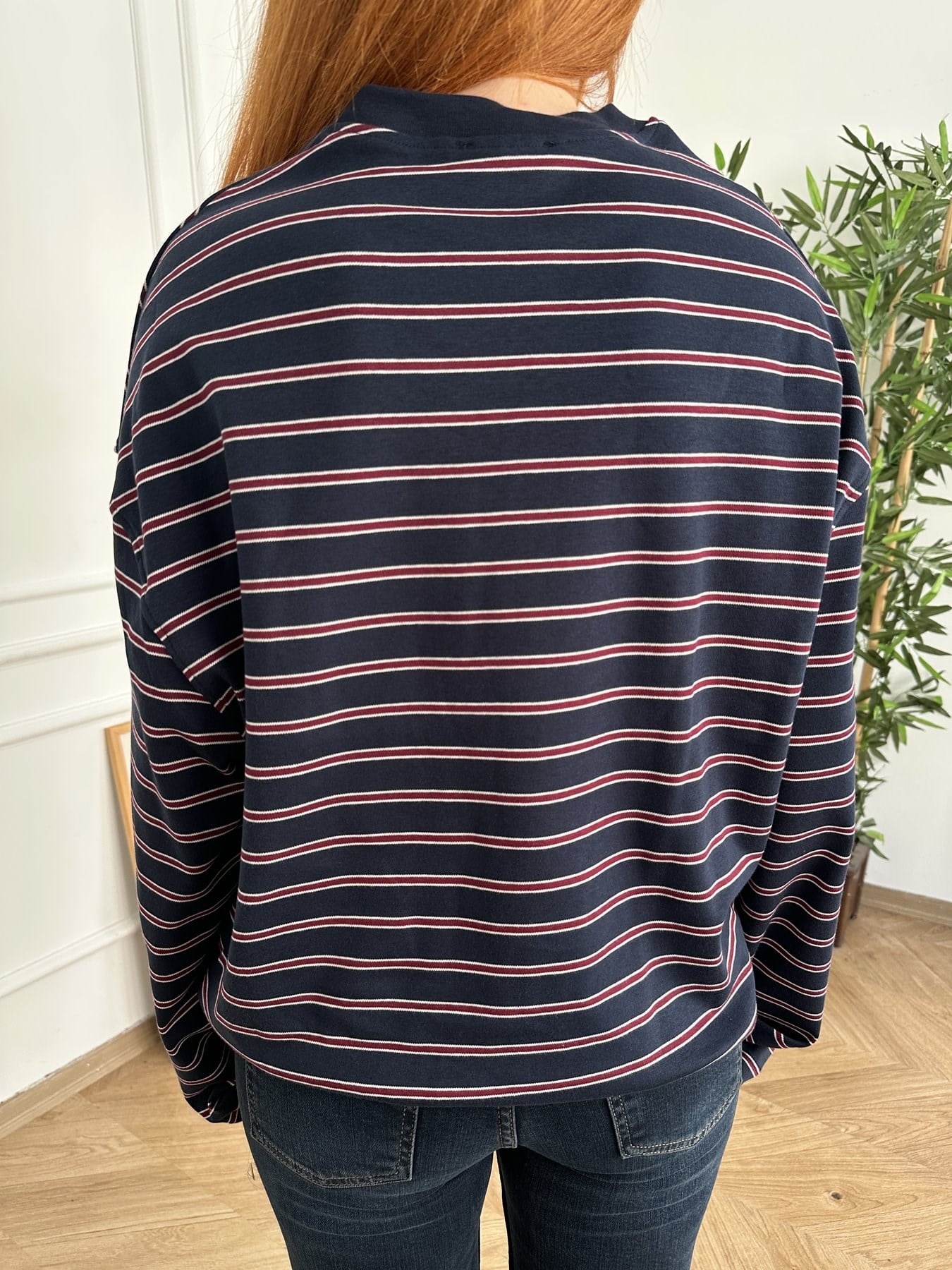 Çizgili Sweatshirt Lacivert-kırmızı