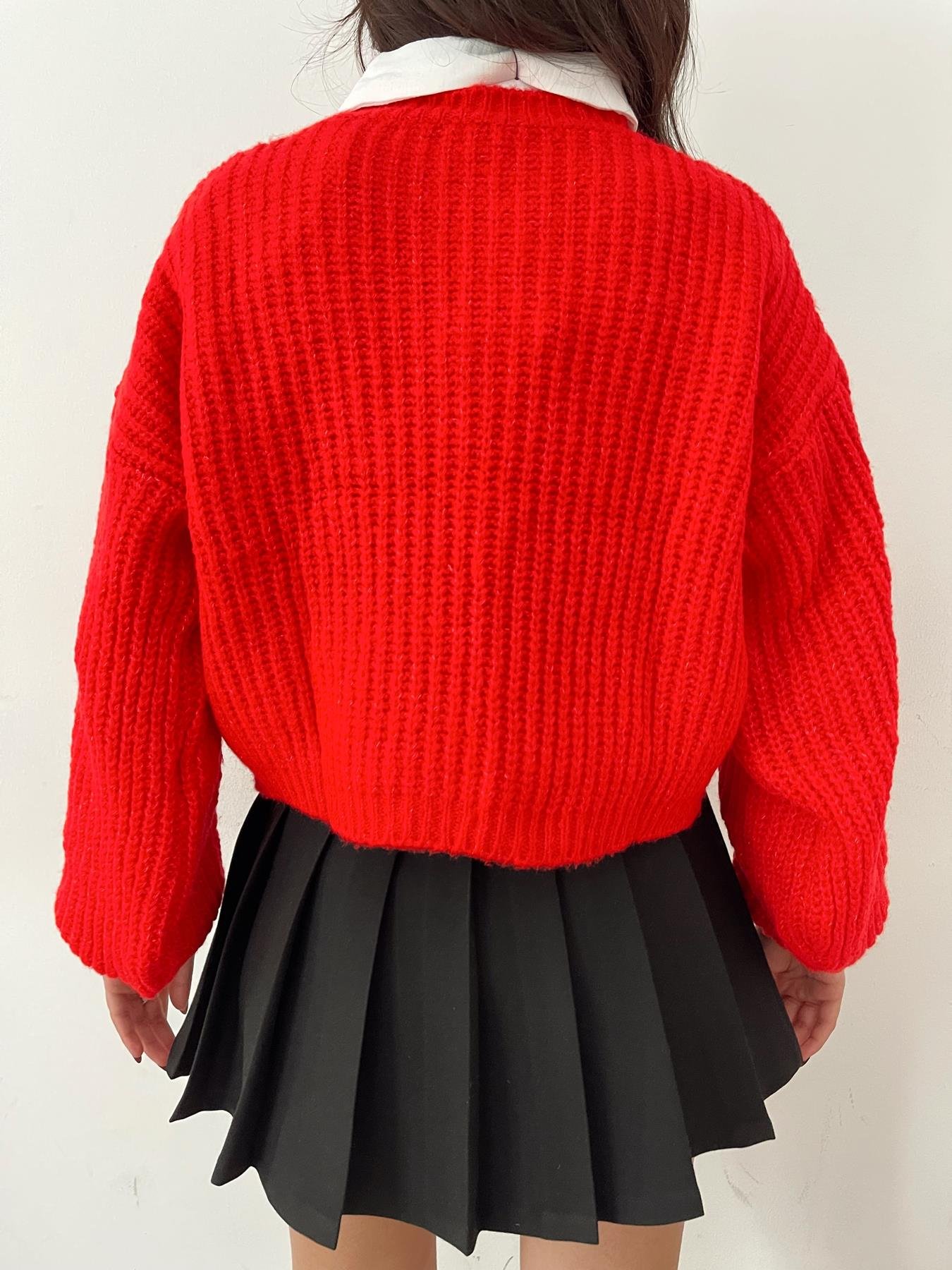 Crop Fitilli Kazak KIRMIZI