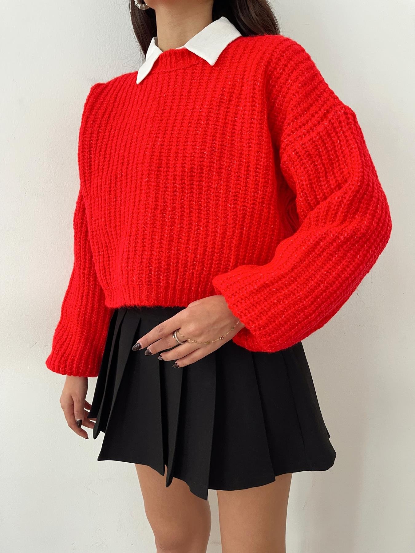 Crop Fitilli Kazak KIRMIZI