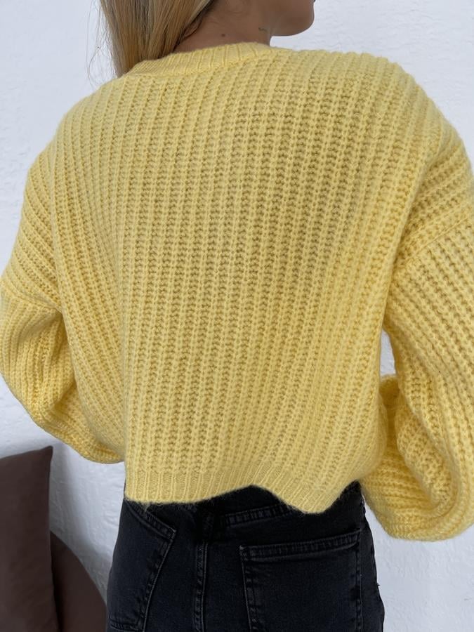 Crop Fitilli Kazak SARI