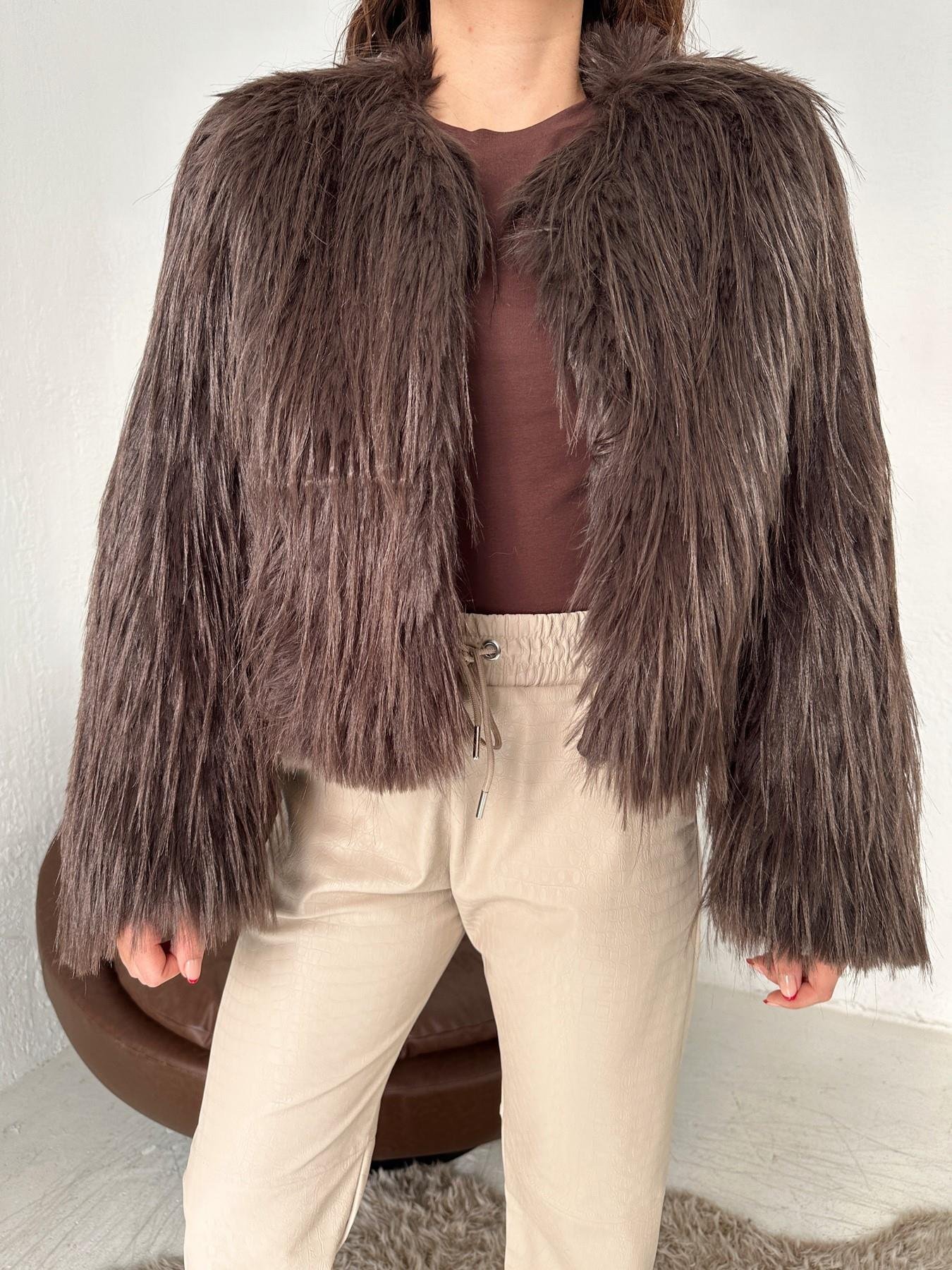 Crop Kürk Mont KAHVE