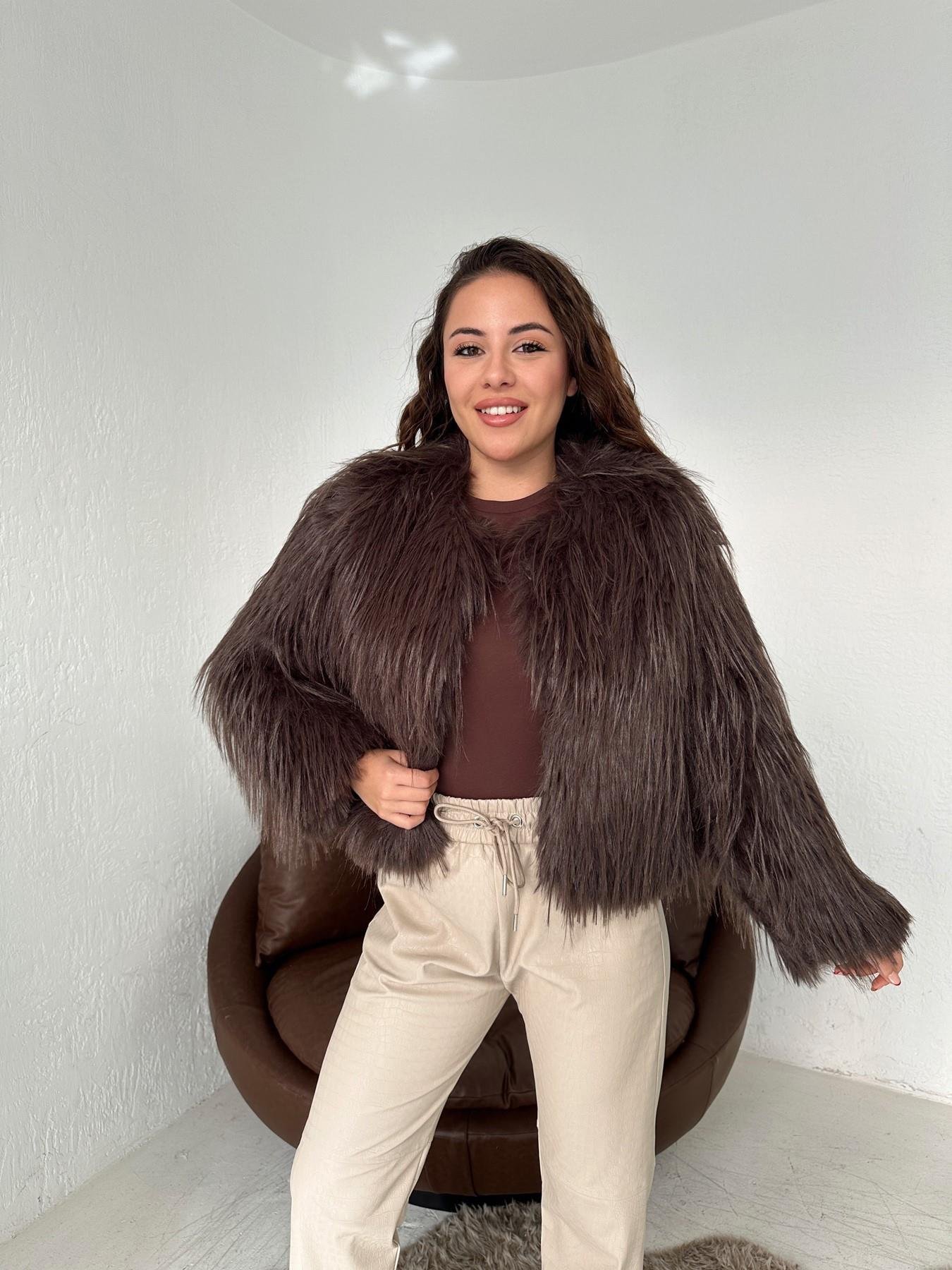 Crop Kürk Mont KAHVE