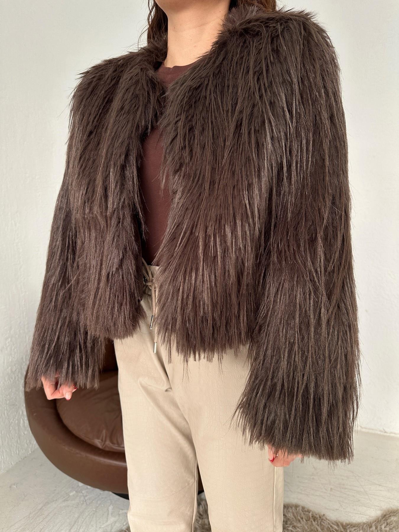 Crop Kürk Mont KAHVE