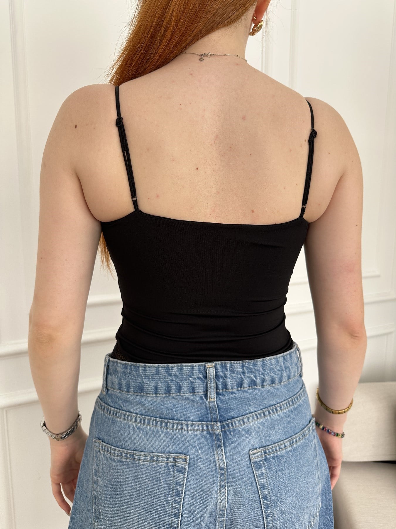 Dantel Detay Bodysuit Siyah