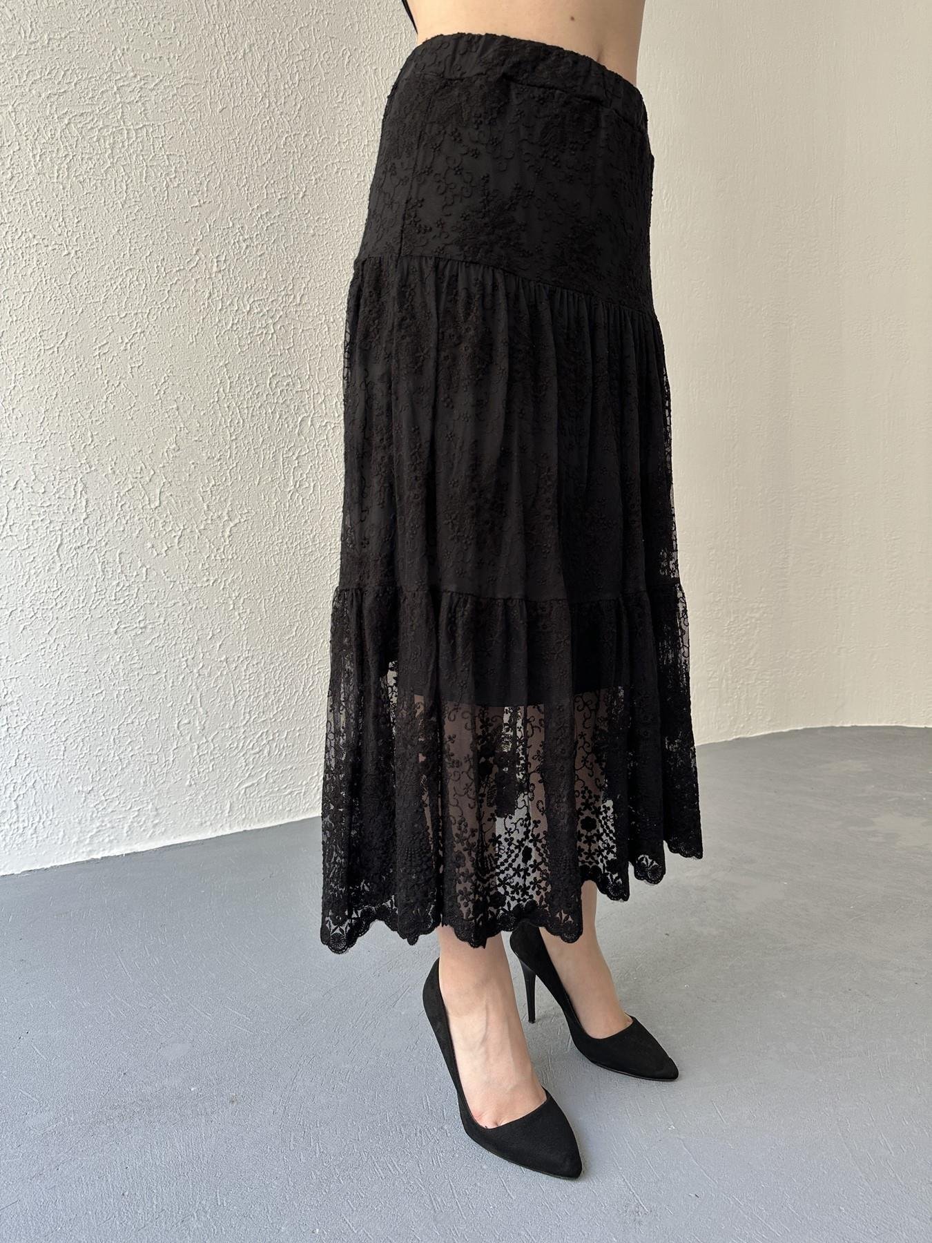 Dantel Detay Uzun Etek Siyah