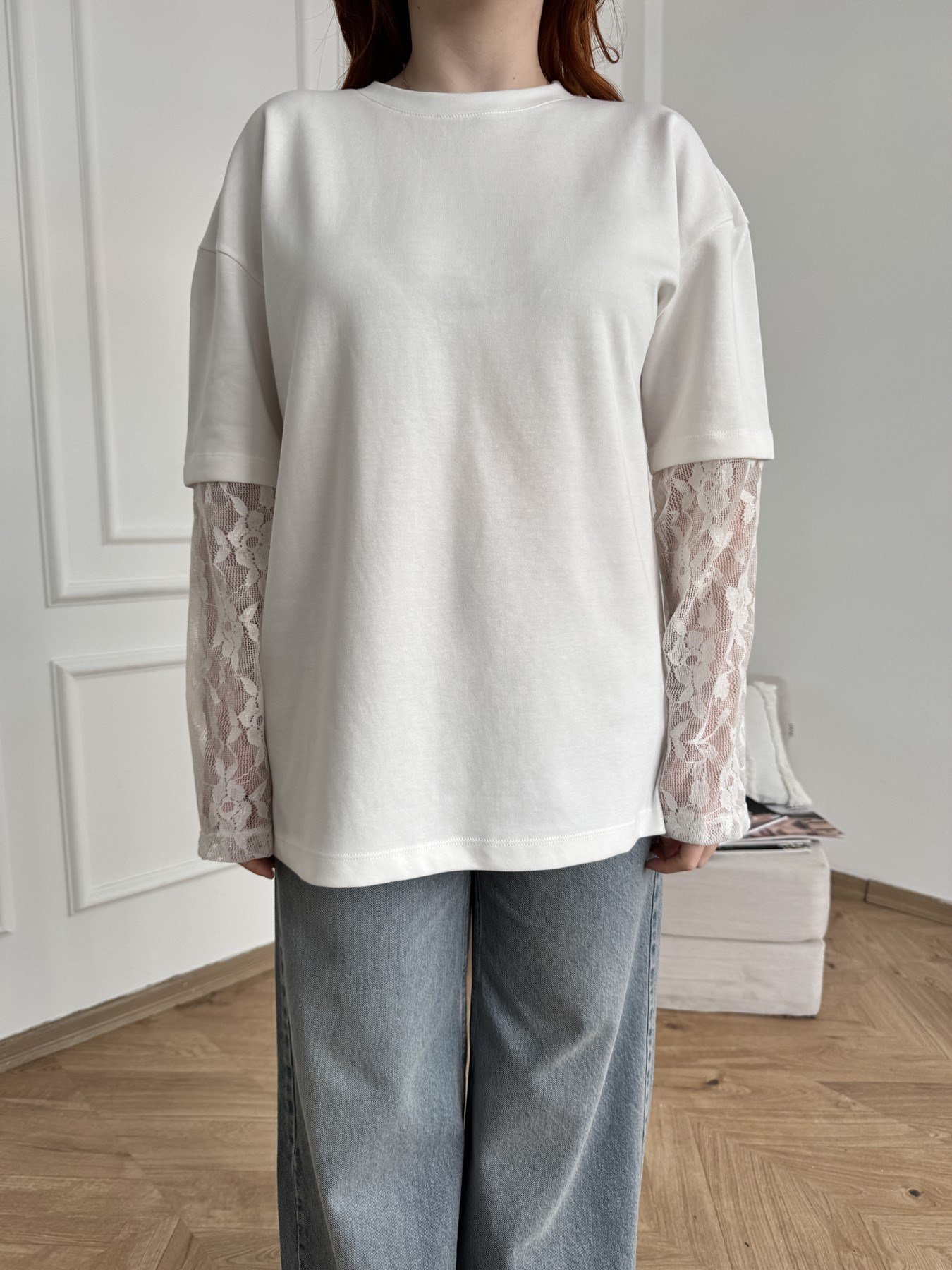 Dantel Garnili Sweatshirt Ekru
