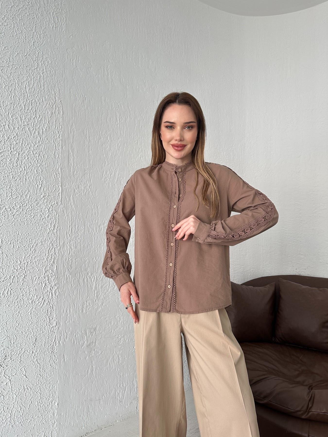 Dantel İşlemeli Gömlek Kahve