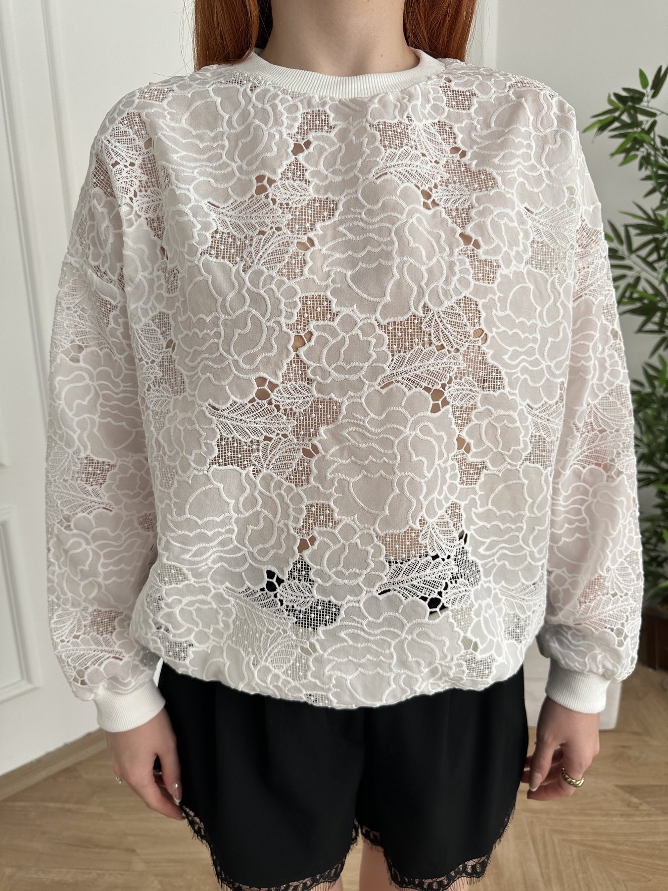 Dantel Sweatshirt Beyaz