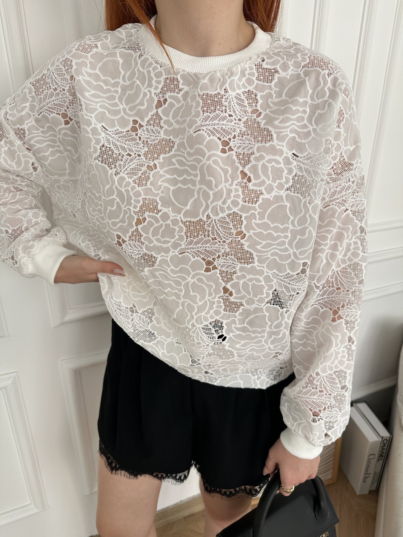 Dantel Sweatshirt Beyaz