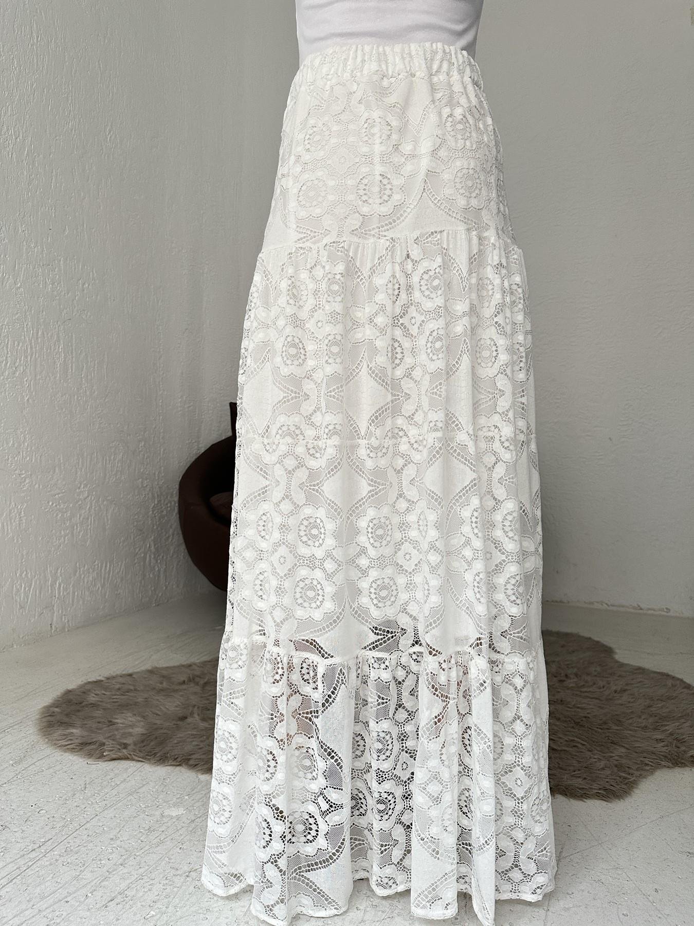 Dantelli Uzun Etek Ekru
