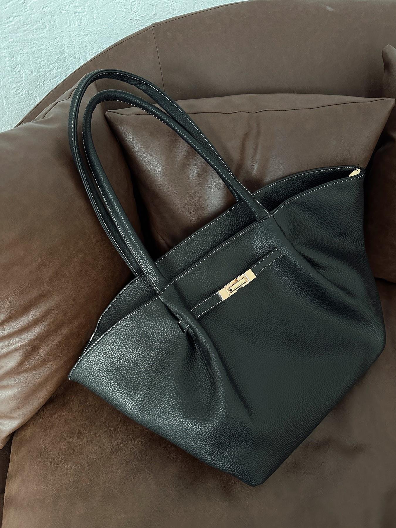 Deri Büyük Omuz Askılı Çanta SİYAH