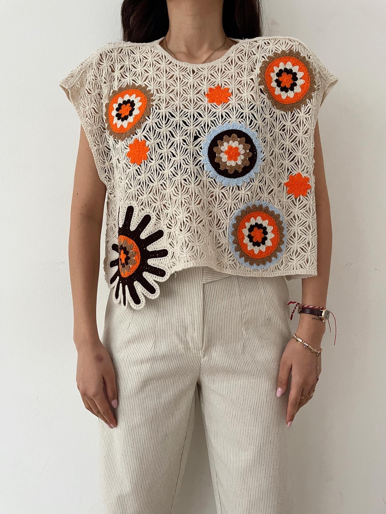 Desenli Crop Triko HAM