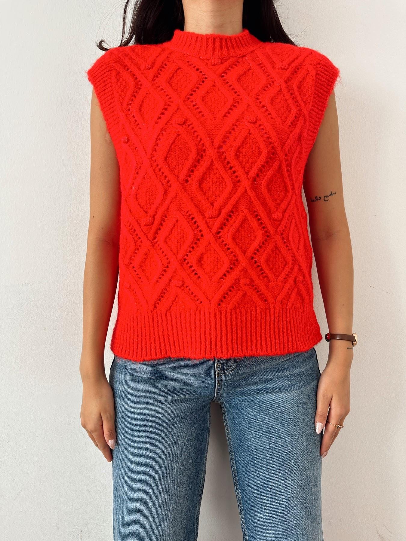 Desenli Süveter KIRMIZI