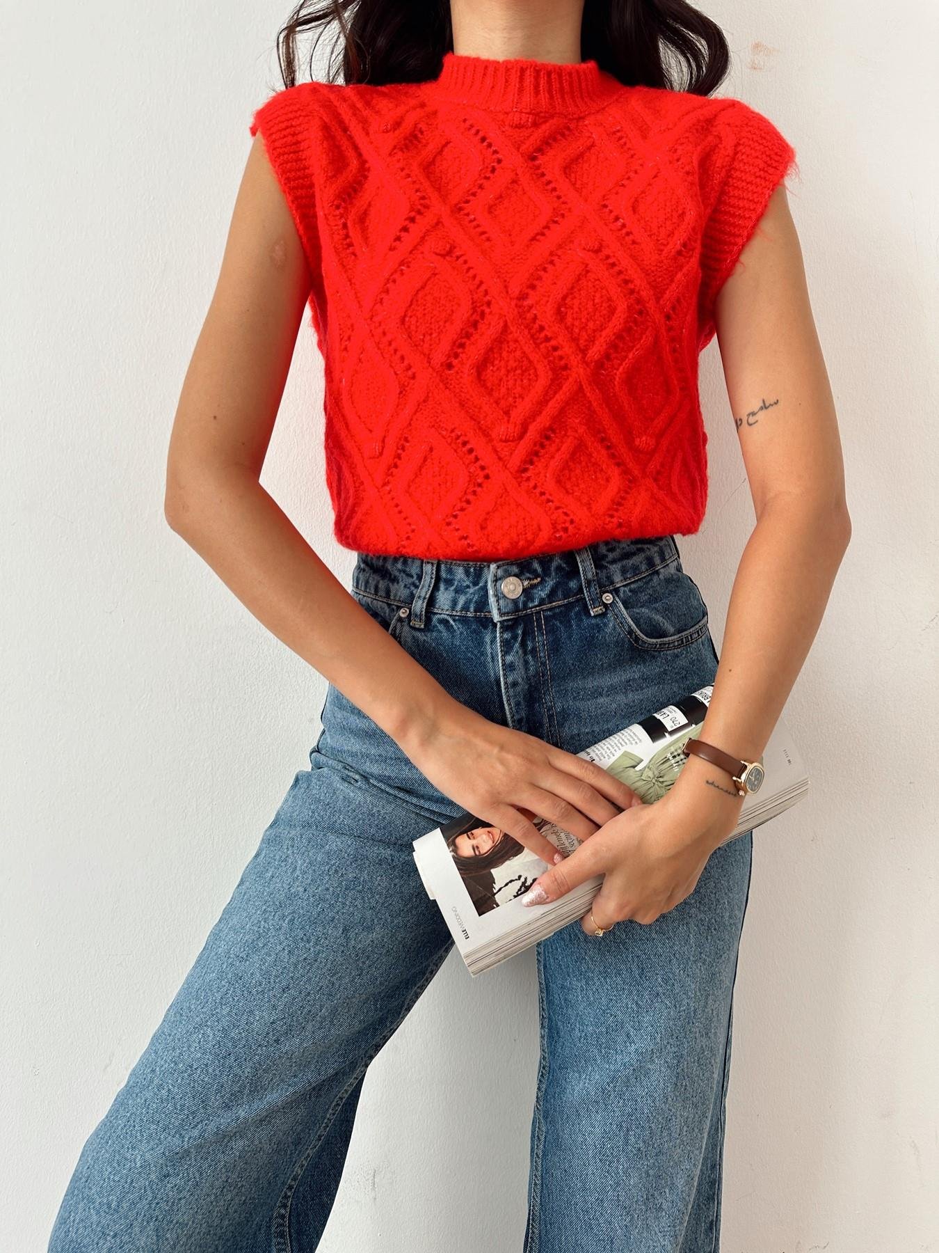 Desenli Süveter KIRMIZI