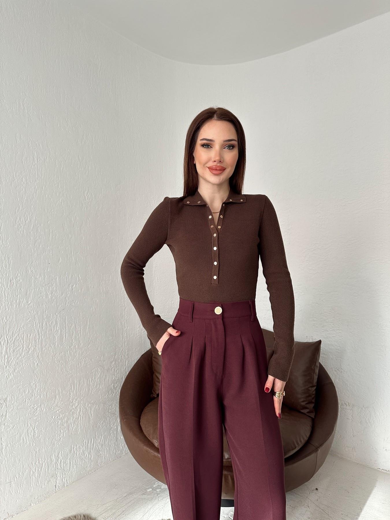 Dik Yaka Çıtçıtlı Triko KAHVE