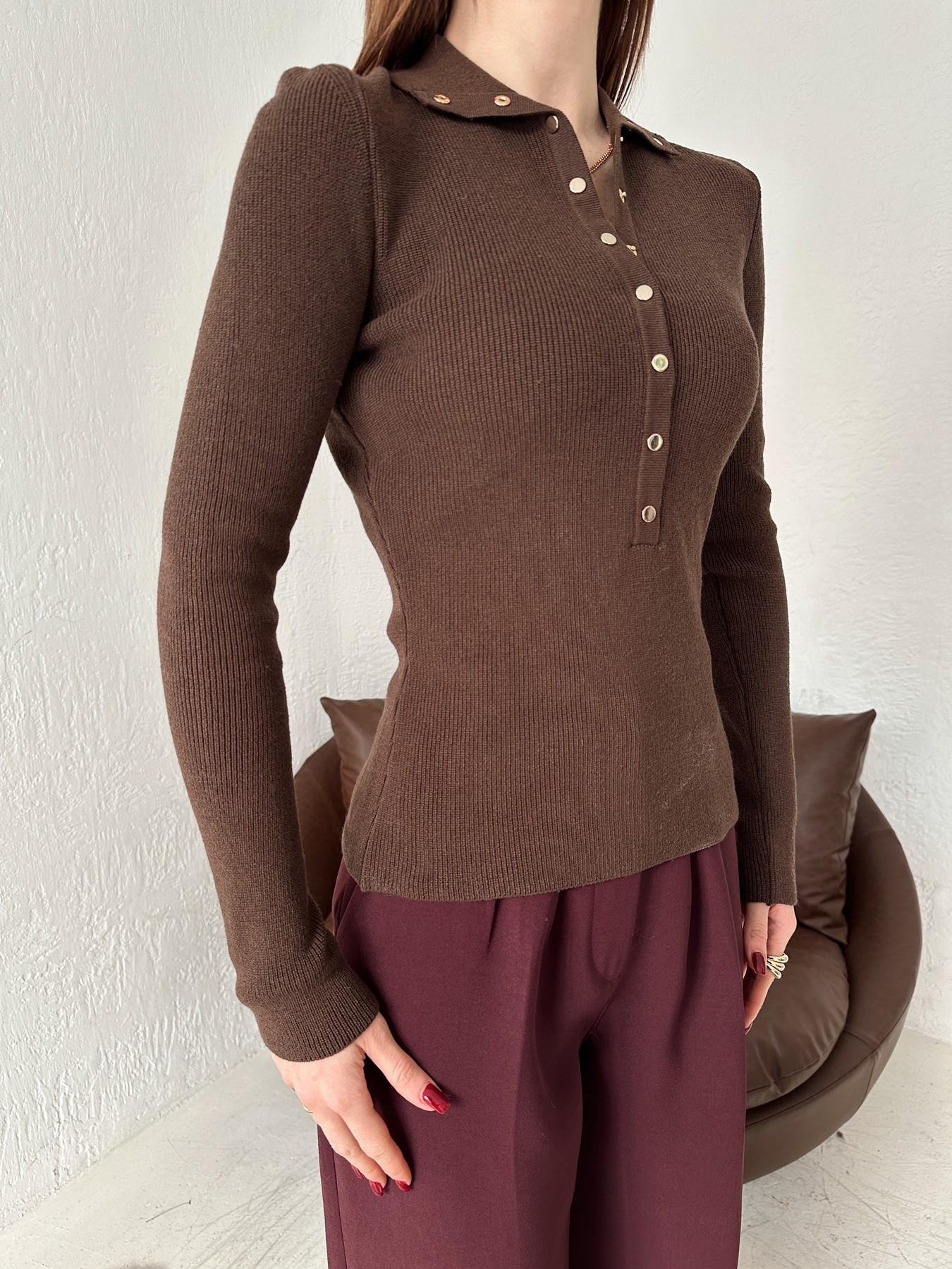 Dik Yaka Çıtçıtlı Triko KAHVE