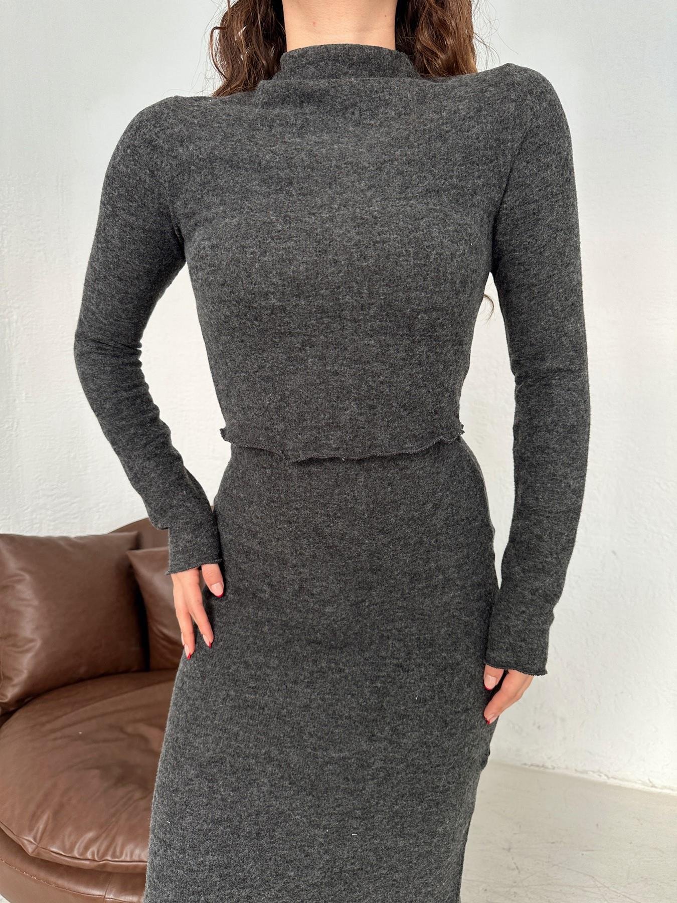 Dik Yaka Eteği Dalgalı Triko ANTRASİT MELANJ