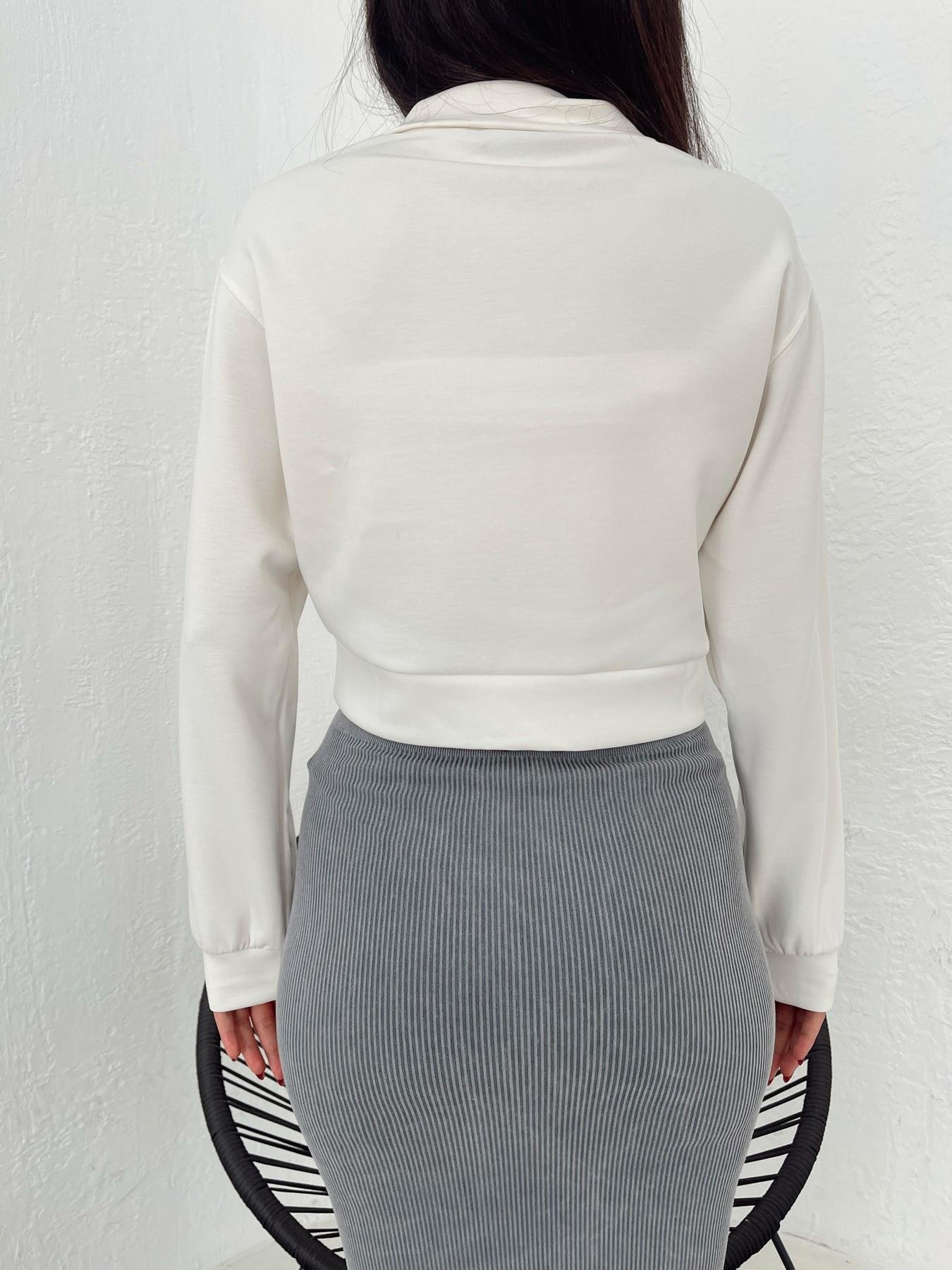 Dik Yaka Fermuarlı Sweatshirt EKRU