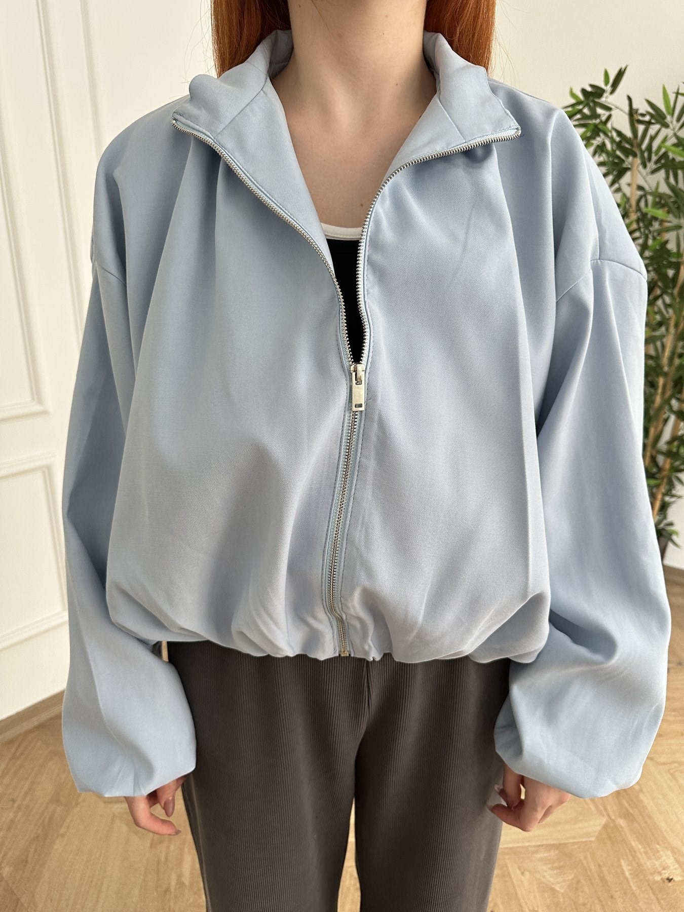 Dik Yaka Oversize Balon Mont Bebe mavi
