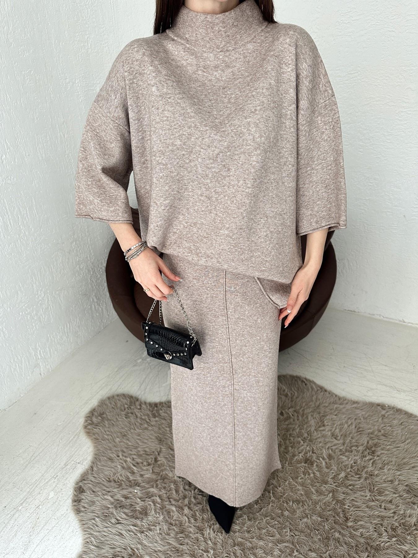 Dik Yaka Oversize Kazak VİZON MELANJ