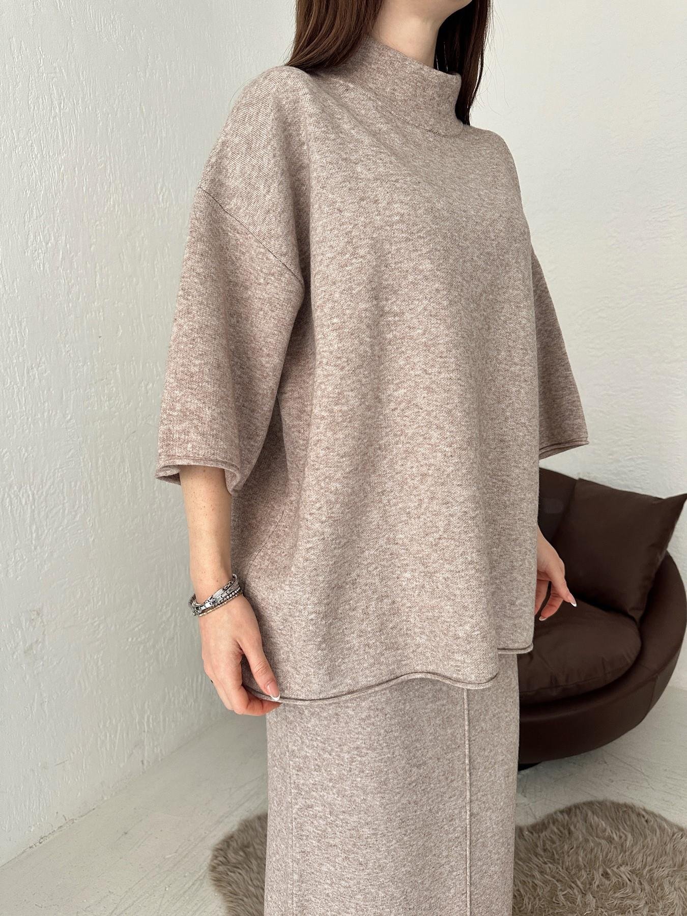 Dik Yaka Oversize Kazak VİZON MELANJ